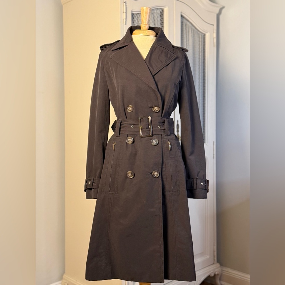 Classic Vintage Y2K Zara Basic Double-Breasted Chocolate Brown Trench Coat